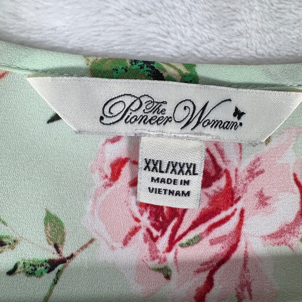 The Pioneer Woman Mint Green Floral Kimono Wrap Red Rose XXL/XXXL 912P905APW - Picture 4 of 7